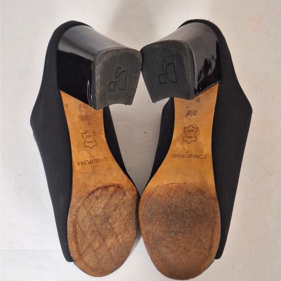 Donald J Pliner Ellis Sandals 7.5 Black Block‎ Heel Open Toe Slip On Slide Mule - Picture 9 of 9